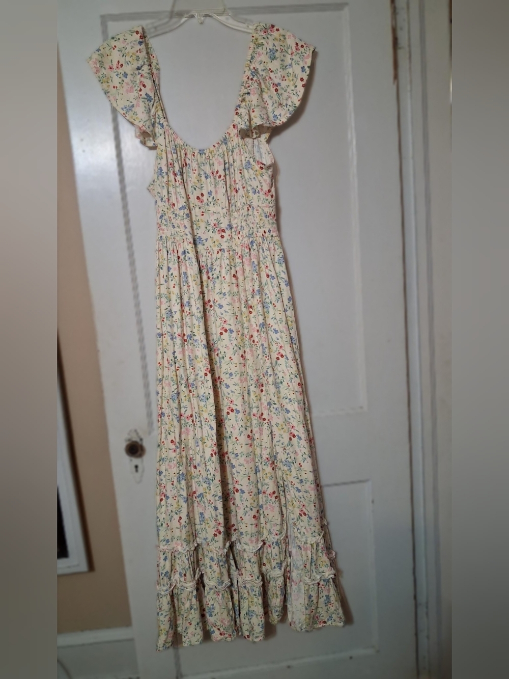 Arizona Jean Co Floral Maxi Dress in Cream & Pink Size XL Like New
